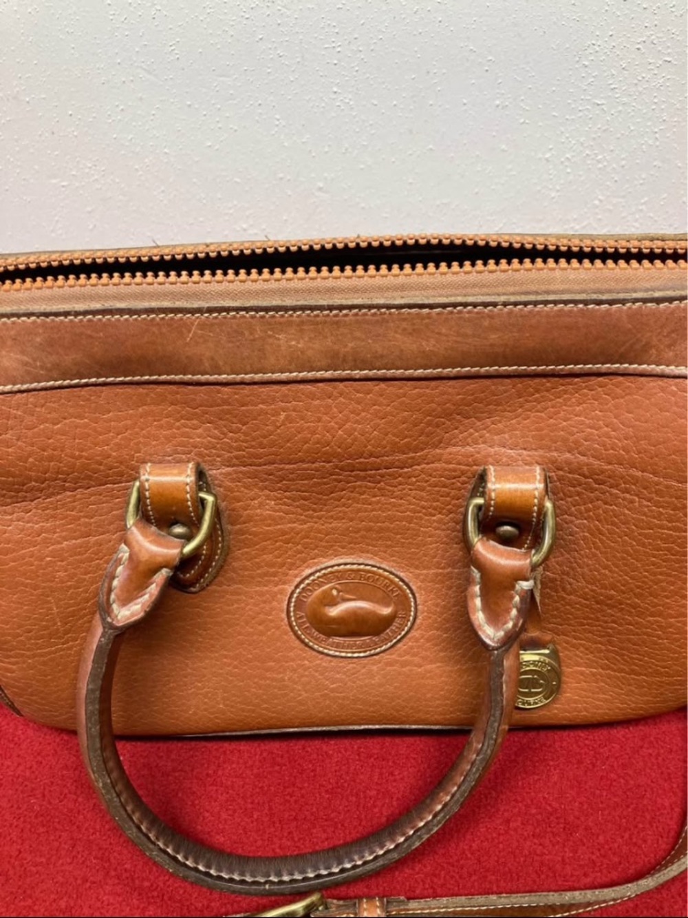 Dooney & Bourke Brown Leather Crossbody Satchel with Short Handles - Picture 4 of 10